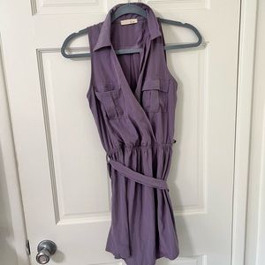 Purple tie waist dress